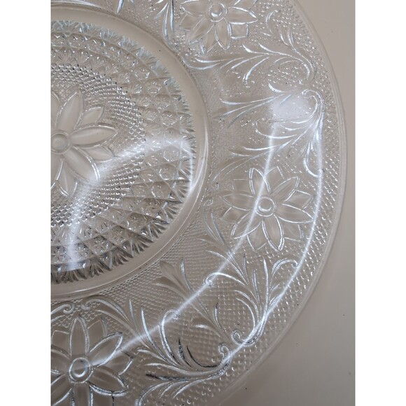 Anchor Hocking Other - Anchor Hocking Sandwich Glass Dinner Plate Clear Floral Pattern Vintage